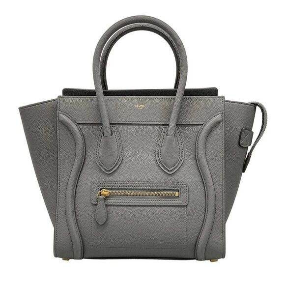 CELINE Handbags - Auth CELINE Luggage Micro Shopper - Gray Leather Handbag